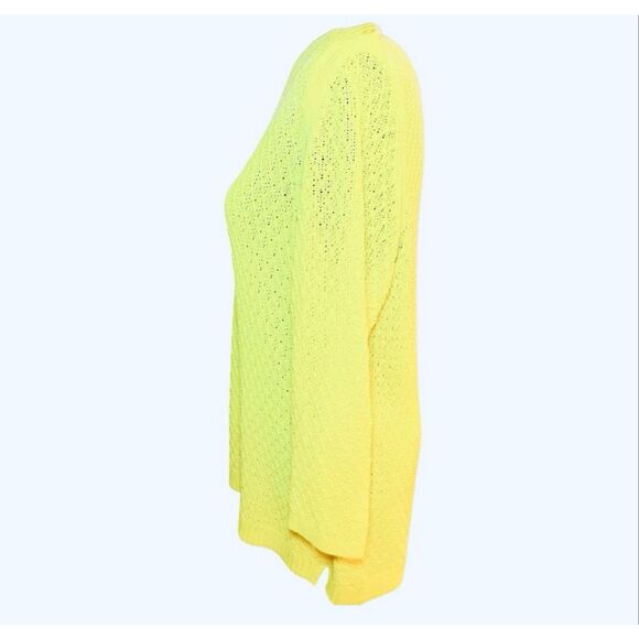 Talbots Yellow Open-Knit Crewneck Sweater | Fall Layering Essential - Picture 11 of 15